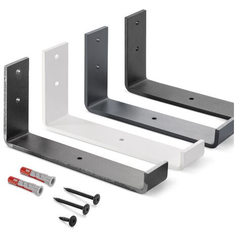 HOLZBRINK Metall Regalträger Regalhalter für Wandregal, Wandhalterung 200mm, Rohstahl mit Klarlack, 1 Stück, HLR-J-200-0000 (1/5)