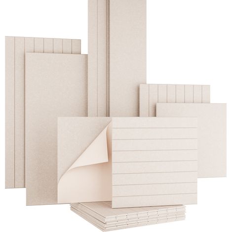 AKUSTIKO Felt Akustikpaneele selbstklebend Filz Wand- & Deckenplatten, schlichte Oberfläche & Lamellenstruktur Beige: 1 Paneel, V-Groove 60x60cm (1/5)