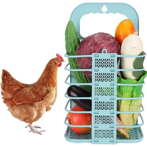 Panier à légumes pliable pour poules, mangeoire suspendue pour fruits et légumes (bleu) (1/5)