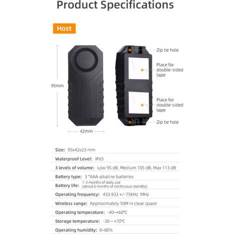 Alarme Antivol Vélo, Alarme Trottinette Moto – Alarme Scooter Vibration Sans Fil – pour Vélo, Quad, Moto,Trottinette, sac, bagage – Avec Télécommande et Capteur Vibrations – Antivol avec Sirène (1/4)