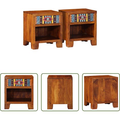 vidaXL Akazienholz Nachttisch -  Nachttisch 2 Stk. 40x35x45 cm Massivholz Akazie (1/5)