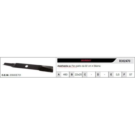 Lama MURRAY trattorino tagliaerba rasaerba tosaerba piatto da 92cm R302470