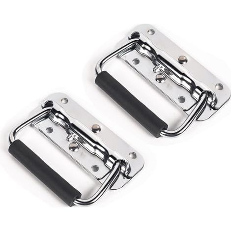 Asa plegable para caja con resorte, asa para caja de aviación, 100 mm/3,93", color plata, dos piezas (1/5)