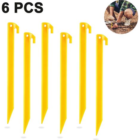 Piquets De Tente En Plastique - 22,5 Cm - Pour Camping Plage Jardin - Lot De 6 (1/5)