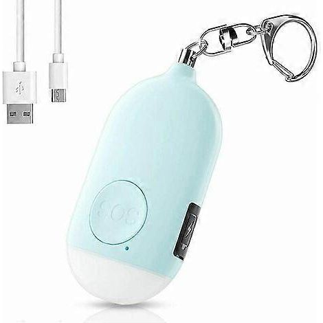Sirène de poche rechargeable - Alarme sonore personnelle de 130 dB avec porte-clés et lampe torche, alarme anti-panique d'autodéfense pour femmes, enfants, filles et personnes âgées. (1/4)