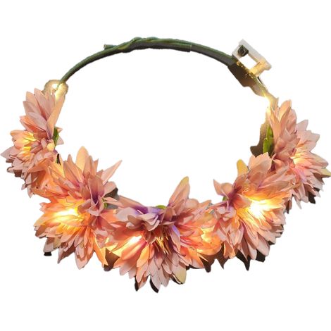 Couronne De Fleurs Led - Couronne Lumineuse Pour Tête - Pour Fêtes Et Célébrations - 1 Pièce (1/5)