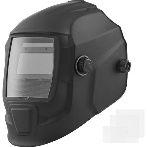 Design noir mat, casque de soudage à obscurcissement automatique True Color, grande vue 93 x 42,9 mm pour TIG MIG ARC (1/5)