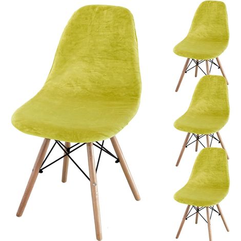 Set of 2/4/6 Mid-Century Modern Dining Chair Covers – Armless Chair Covers for Kitchen, Dining Room (Grass Green) (1/5)