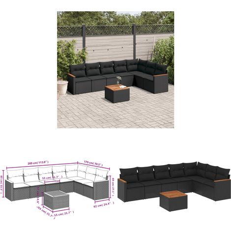 8-tlg. Garten-Sofagarnitur mit Kissen Schwarz Poly Rattan - Gartenmöbel Set - Esszimmergarnitur - Outdoor Möbel - Lounge Sofa - Rattan Gartenmöbel - Home & Living (1/3)