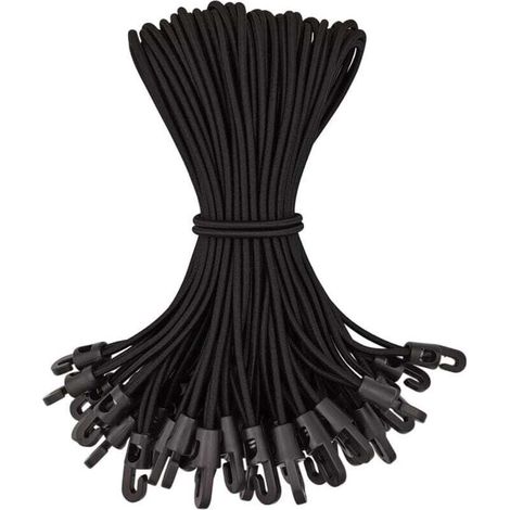 Packung mit 50 elastischen Bungee-Seilen mit Haken, hochwertige Gummi-Bungee-Seile mit Haken für Poolabdeckungen (1/4)