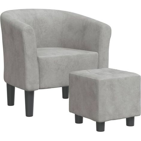 Fauteuils convertibles avec repose-pieds en velours gris clair (1/5)