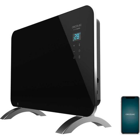 Convecteur verre Wi-Fi noir 1000 W salle de bain