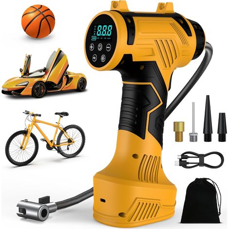 Portable Air Compressor - Car Tyre Inflator, Wireless Digital Electric Bike Pump with LED Light, 4 Preset Modes for Car/Bike/Motorcycle/Ball Upgraded Version (1/5)