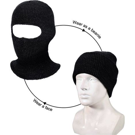Bonnet cagoule 1 trou tricoté couvre-visage hiver coupe-vent respirant ski visage homme femme extérieur cyclisme ski course (1/5)