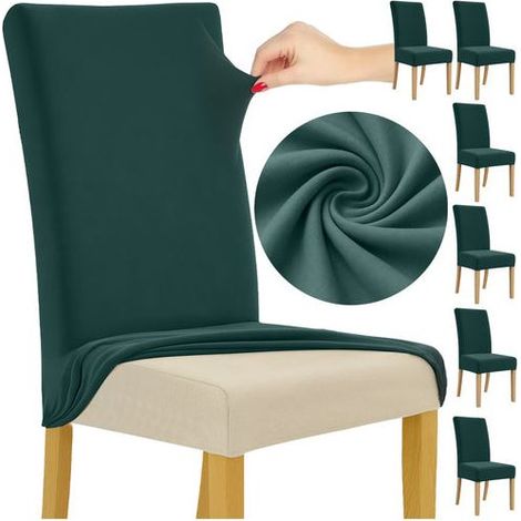 Housses de chaise lot de 6 vert bouteille (1/5)