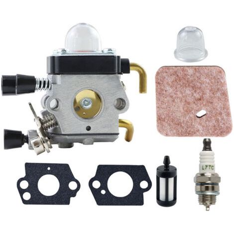 Kit Carburateur pour Tondeuse - Compatible avec FS38 FS45 FS46 FS55 FS75 FS80 FS85 HL45 HL75 HS70 KM55 - Inclut Bougie et Filtre à Air - Métal/Plastique (1/5)