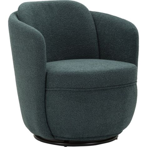 Poltrona girevole Torino in tessuto bouclé ottanio 70x72x75 cm (1/5)