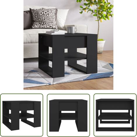 The Living Store Couchtisch Schwarz 55,5x55x45 cm Holzwerkstoff - Couchtisch - Wohnzimmertisch - Holzt Tisch - Schwarz - Holzwerkstoff (1/5)