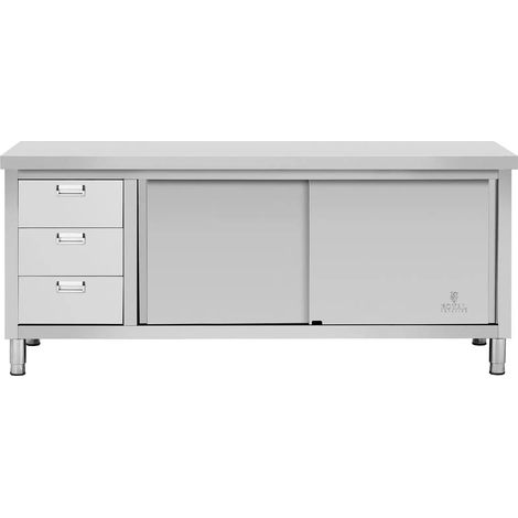 Mueble bajo de cocina armario de trabajo profesional 200 x 60 cm 600 kg acero inoxidable 140009359 (1/5)