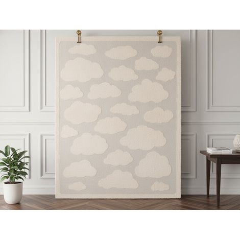 BOBOCHIC - Tapis poils courts MAPA motifs nuages  160x213 Beige (1/5)