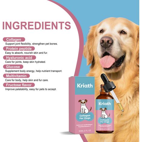 Gouttes de collagène pour chiens - Soin quotidien doux pour le corps de votre chien - 60 ml (1/5)