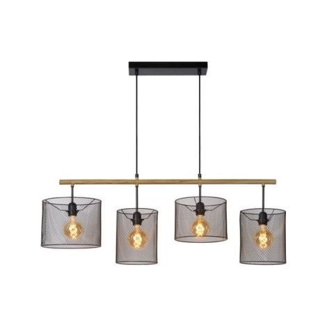 Lucide Baskett luci del pendente di nero, metallo, E27, 60 W, Nero, 107 x 23 x 170 cm