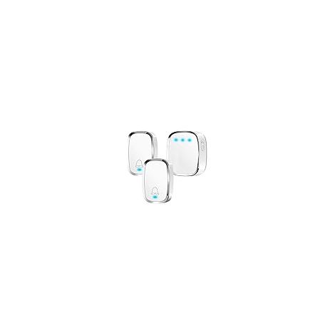 Sonnette Sans Fil Etanche, Sonnette de Porte Extérieur à 300m de Portée, 2 Emetteur & 1 Récepteurs, Kit de Carillon Sans Fil avec LED Flash, 36 Mélodies, 4 Niveau Volume, pour Maison, Bureau, Hôtel (1/5)