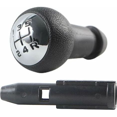 Knob of lever of speed manual 5 speeds for Peugeot 106 107 207 301 307 308 407 408 508 3008 1007 / Citroen C2 C3 C4 Picasso - Black and Silver (1/5)