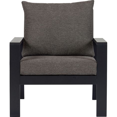 Lis Loungesessel mit Kissen schwarz, grau.
