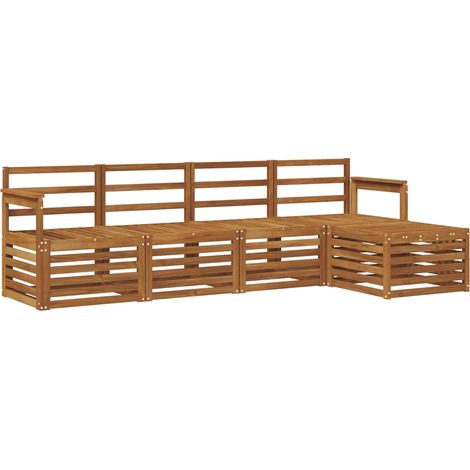 Ensembles de canapés 5 pcs  Salon de jardin Naturel Bois d'Acacia Massif