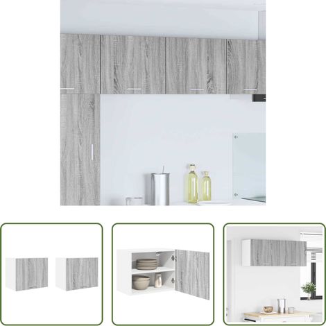 Rangement cuisine - Armoire suspendue 2 pcs Gris Sonoma et Blanc 50 x 31 x 40 cm (1/5)