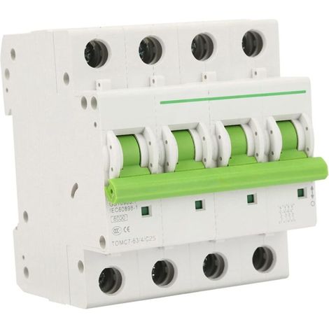 ZVD Disjoncteur 4P, TOMC7-63 4P C type 6KA Disjoncteur miniature Protection contre les fuites Interrupteur d'air pour la protection électrique commerciale résidentielle (25A) (1/4)