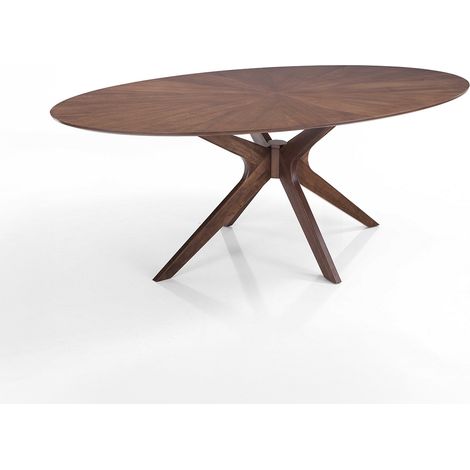 Ovaler Design-Esstisch aus Massivholz 110x190 cm Leon - Walnuss (1/3)