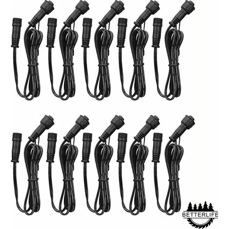 Packung mit 10 Verlängerungskabeln für IP67 wasserdichte LED-Strahler, 1 m/3,3 ft, 2-polige Stecker und Buchsen (1/5)