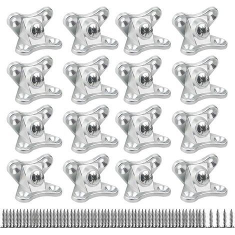 Équerre d’assemblage amovible 16 pièces pour bois et placage – connecteur étrier papillon avec 64 vis – argent (1/5)