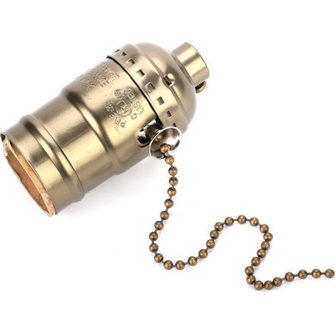 Douille de Lampe, Douille de Lumière Vintage E27 avec Chaîne de Traction, 1 Pièce de Douille de Base à Vis Moyenne en Aluminium pour Lampadaire et Lampe de Table éclairage de Bricolage(Bronze (1/5)