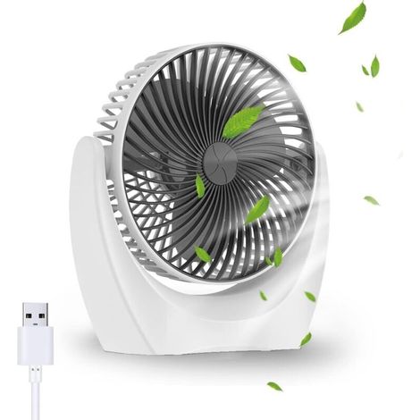 ventilateur de bureau USB, ventilateur silencieux portable, mini ventilateur puissant, 3 Vitesse petit ventilateur table pour La Chambre, bureau, domair,cuisine(Rotation 360°,Alimenté par US (1/4)