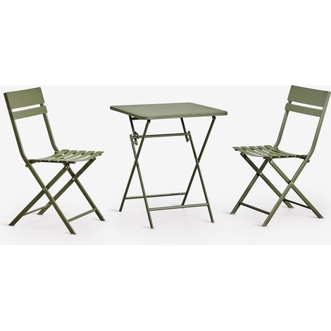 Set de mesa cuadrada 60x60 cm plegable y 2 sillas de comedor en acero Tamarit SKLUM        (1/5)