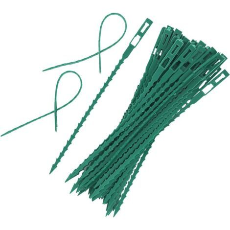 50 fascette regolabili per piante - Fascette da giardino in plastica verde da 17 cm - Fascette sagomate in plastica - Supporto per piante - Fascette verdi per piante, arbusti e piante rampicanti (1/5)