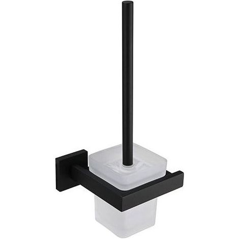 Porte Brosse Toilettes et Support en Verre Brosse à Toilette Murale en Acier Inoxydable 304 finition satinée noire pour Salle de bains( Brosse Inclus) (1/5)