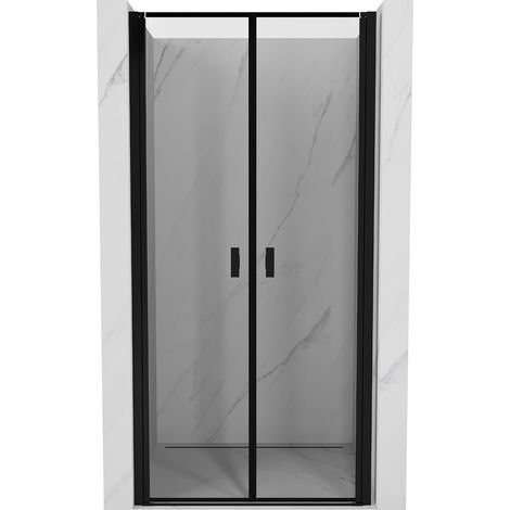 Mexen Mist puerta de ducha abatible 90 cm, marco negro, negro - 8A7-090-000-70-70 (1/5)