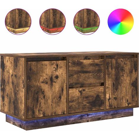 Mobile TV Armadietto TV Mobile Porta TV con Luci LED Rovere Fumo 100x41x50 cm (1/5)