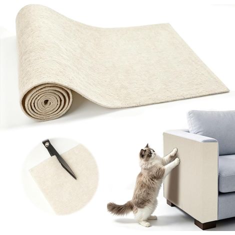 Griffoir Chat Canapé Auto-Adhésif 100x30cm Beige Tapis Griffoir Chat (1/5)