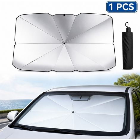 1 Pièce, Couleur Argentée, Parasol Pare-Brise de Voiture, Housse Pliable pour Fenêtre Avant de 79x140 cm pour Berlines et Suv, 79 x 140 cm (1/5)