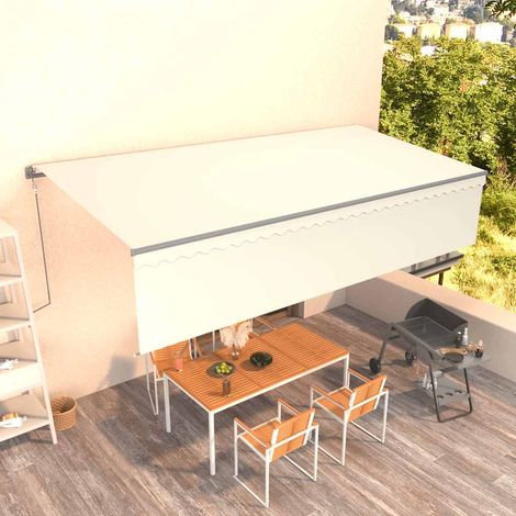 Auvent automatique rétractable avec store Store Banne Marquise 6x3 m Crème 94507 (1/5)