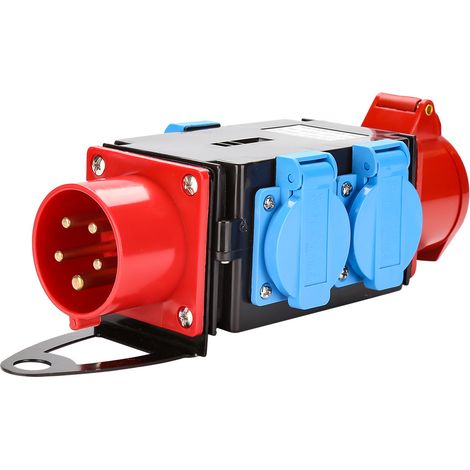 TolleTour Stromverteiler Baustromverteiler CEE Verteiler Kraftstrom Steckdose IP44 für Baustelle 1 x CEE 400V / 16A, 3 x 230V（Schuko）