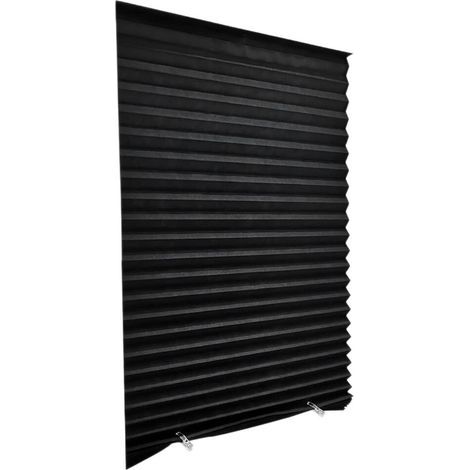 Store de fenêtre plissé robuste avec effet-Full noir 60 150 (1/2)