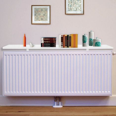 Youyijia Radiator Shelf 60x14.5x1.8cm Radiator Cover Radiator Heater Shelves Cabinet Top Shelf Slatted White Painted Rounded Edges Modern Design Radiator Shelf for Home Radiator