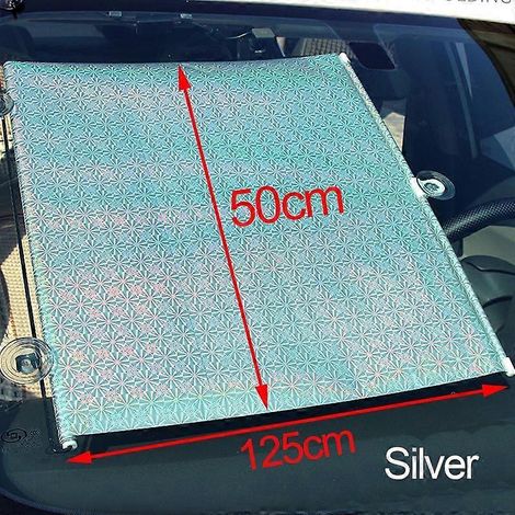 Rideau pare-soleil rétractable pour voiture avec protection UV, pare-soleil de vitre avant rétractable pour SUV, camion, voiture, argent, 50 cm x 125 cm (1/5)