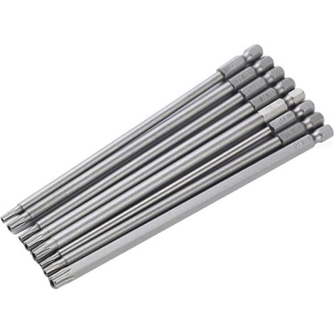 8pièces Jeu Embouts De Tournevis Étoile Embouts Coffret Outils Pour Réparation,100 mm de long (1/4)